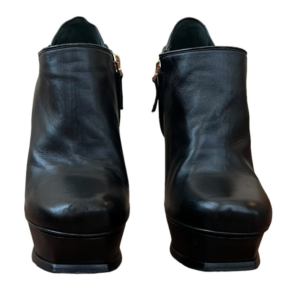 Yves Saint Laurent Womens Tribute 105 Black Leather Platform Heeled Ankle Boots - Picture 7 of 16